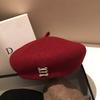 Autumn and Winter Woolen Beret Outdoor Warmth Simple Rhinestone Painter Hat Star Style Girlish Octagonal Hat Tide