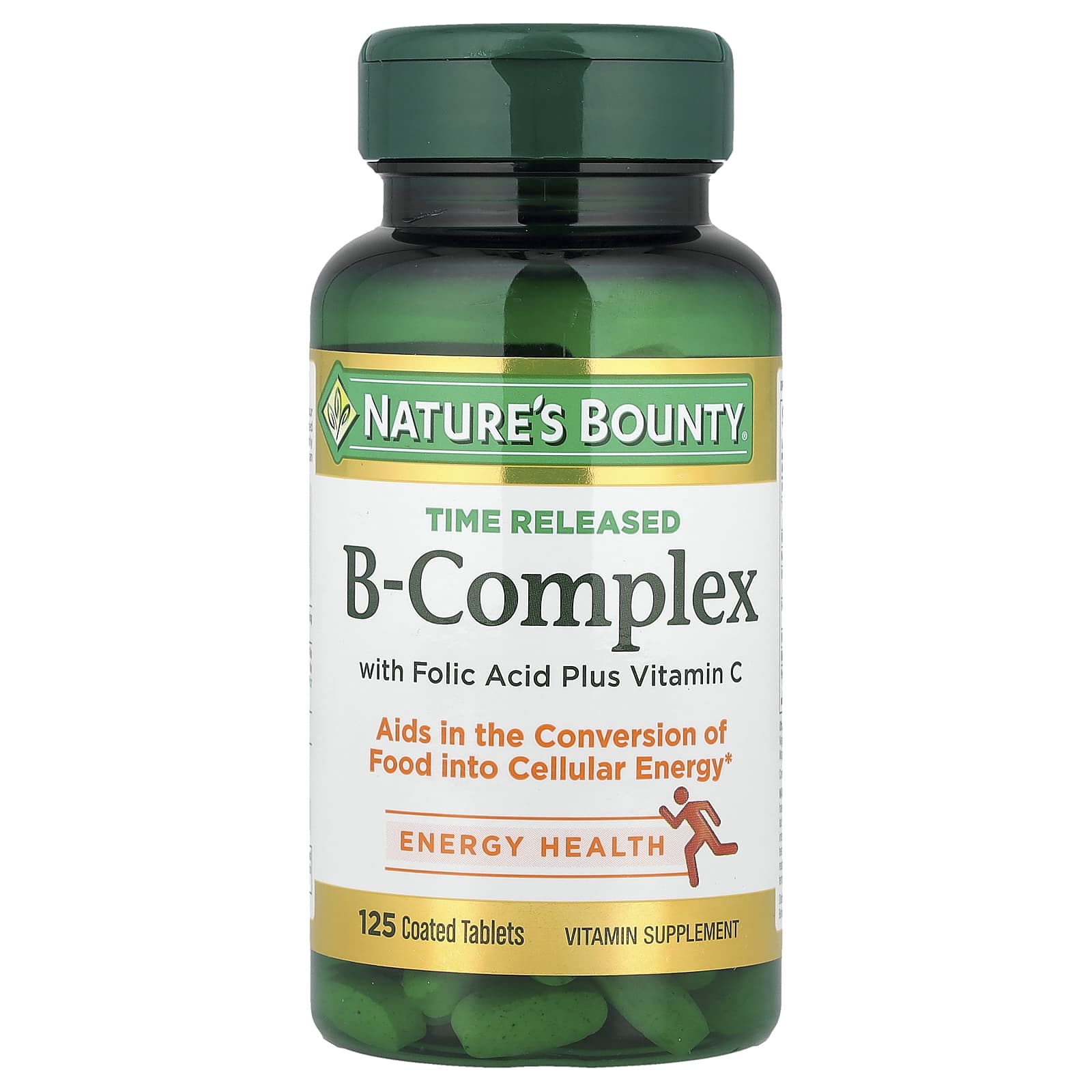 

Nature S Bounty, Extended Release B-Complex with Folic Acid and Vitamin C, 125 Coated Tablets