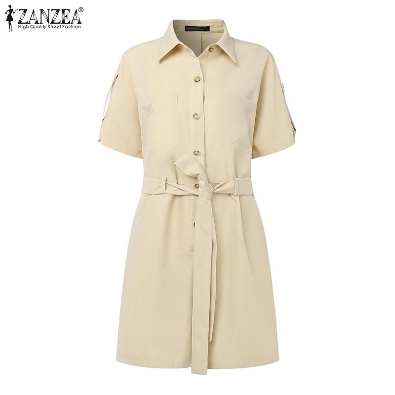 ZANZEA Women Casual Turn Down Collar Summer Short Sleeve Jumpsuits
