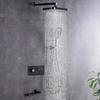 Brushed Gold Thermostatic Bathroom Shower Faucet In Wall Bath and Shower Faucet Set Gray Bathroom Mixer Bath and Rainfall Shower