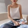 25 Summer Silk Slim-fit V-neck Camisole, Single Strap, Sleeveless, Solid Color, Versatile Imitation Silk Vest