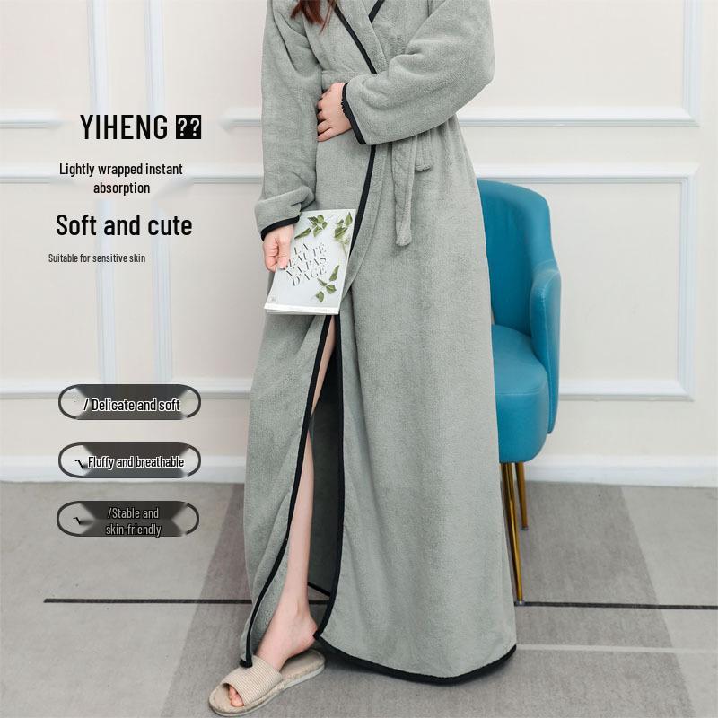 Vestaglia da Donna con Cappuccio in Pile Corallo - Spessa, Assorbente e Accogliente, Pigiama per Autunno e Inverno.