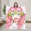 Nezuko's Kimono Tribute- Asanoha Pink Hemp Leaf Blanket Demon Slayer Flannel Funny Warm Throw Blanket for Home  Winter