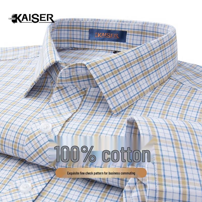 Caesar Men s 100% Cotton Wrinkle-Free Long-Sleeve Plaid Shirt 42