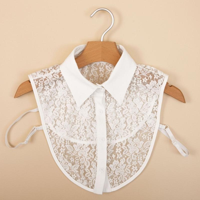 Elegant Detachable Lace Collar Spread Lapel Design Decorative Accessory for Dresses and Blouses