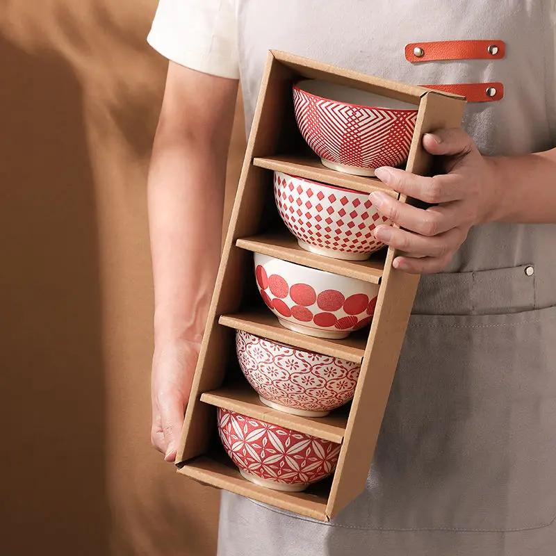 Keramik Reisschale Familienessen Suppe ansehnliches Set Geschenkbox Reisschale kreativ retro kleine Schale