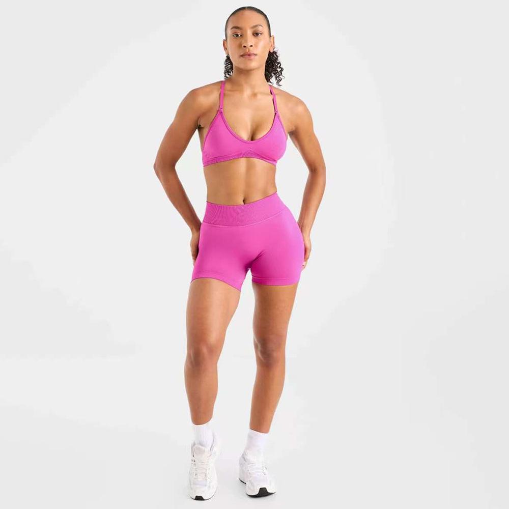 

Бесшовный комплект для йоги: Высокоэластичные матовые нейлоновые длинные и короткие брюки с бюстгальтером для бега и фитнеса. L