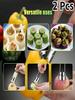 2pcs Premium Stainless Steel Fruit & Vegetable Corer | Easy-to-Use Seed Remover, Easy-to-Clean, Multi-Functional, Food-Grade Saf