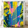 Modern Bathroom Shower Curtain Bold Artistic Print Waterproof Fabric for Bathrooms Decor Available in Various Sizes (Blue Yellow