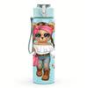 1PC Fashion Teddy Bear Puppy Cartoon 750ml Color Plastic Sports Water Bottle Leakproof Flip Straw Lid Suitable for Sports Office Home Use