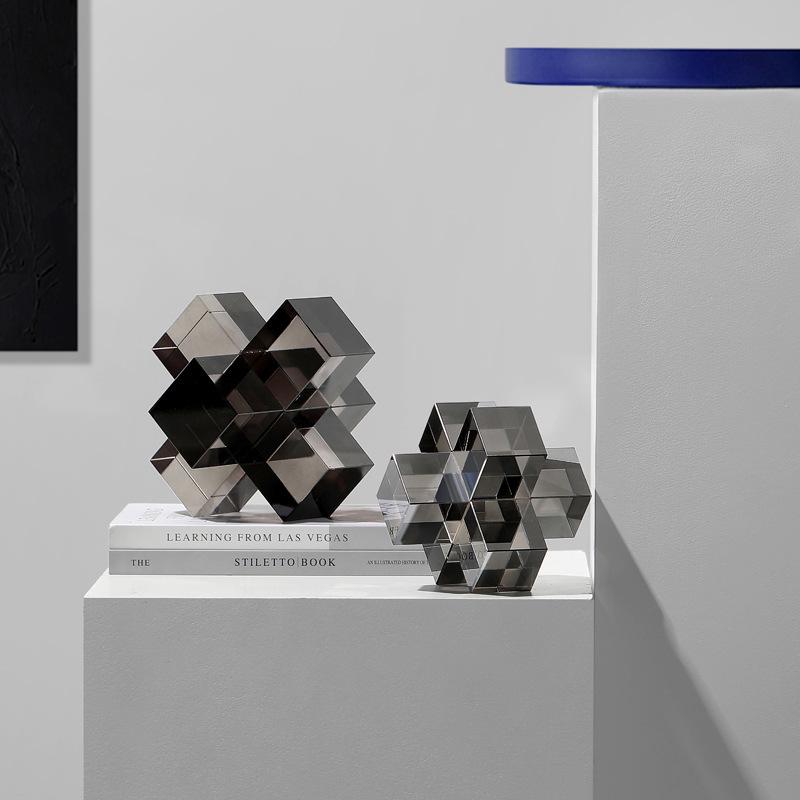 Modern Minimalist 3D Geometric Glass Cross for Living Room or Office Decor