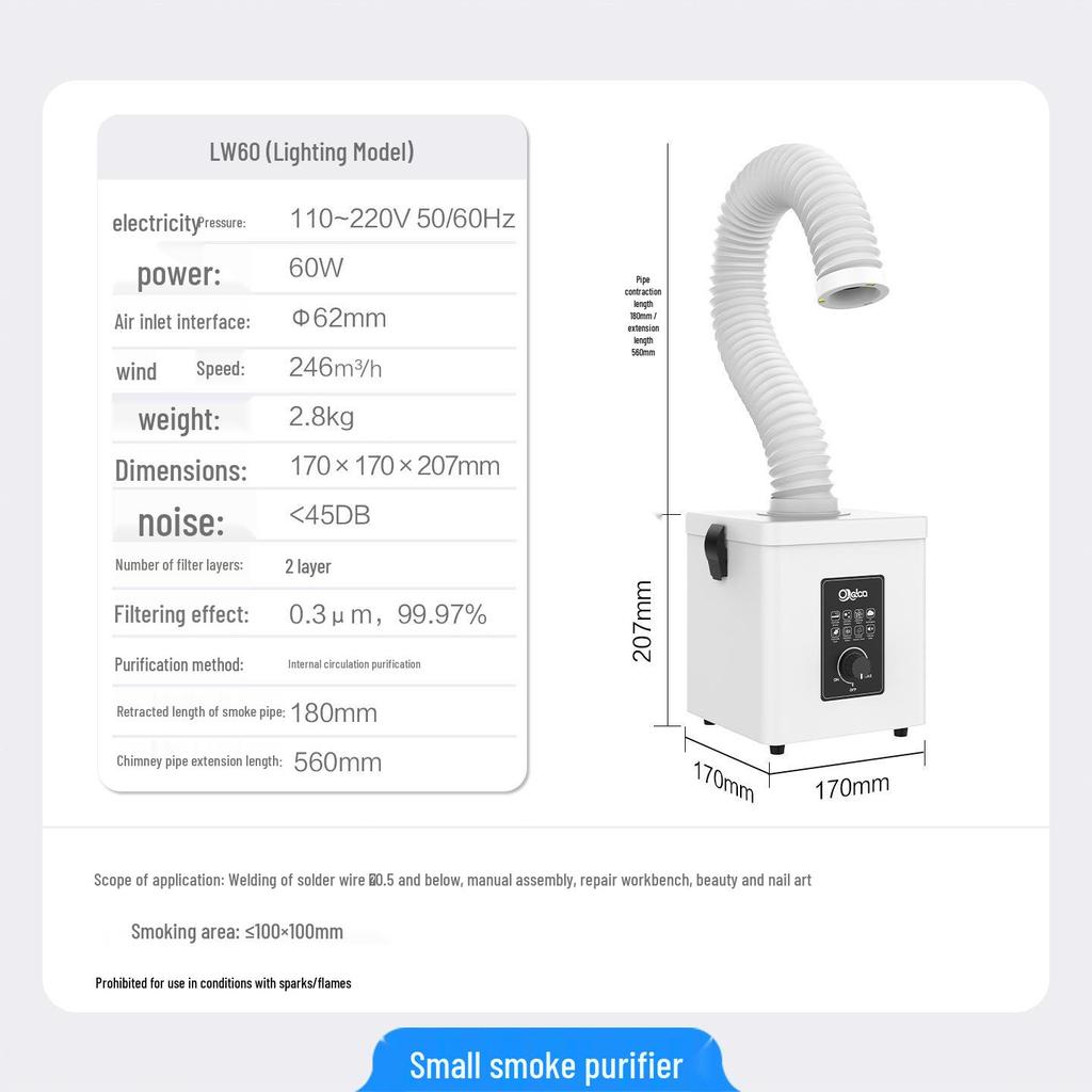 Compact Desktop Welding Fume Extractor for Soldering and Smoke Filtration