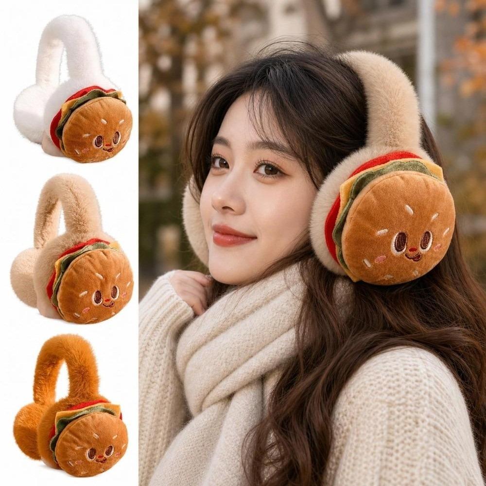 Kreslené nadýchané chrániče sluchu z umělé kožešiny Kawaii burger chrániče sluchu Pro ženy a dívky