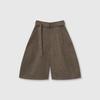 Autumn Winter Fashion Woolen Cropped Pants Women High Waisted Pleated Wide Leg Pants Solid Color Office Lady Belt Trousers