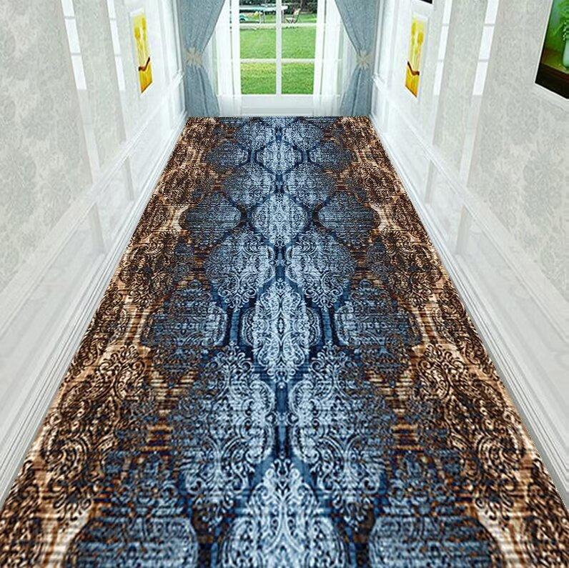 3D Fashion Long Corridor Carpet Hallway Decoration Home Anti Slip Mat Bedside Runner HOTEL Living Room Washable Passageway Rug