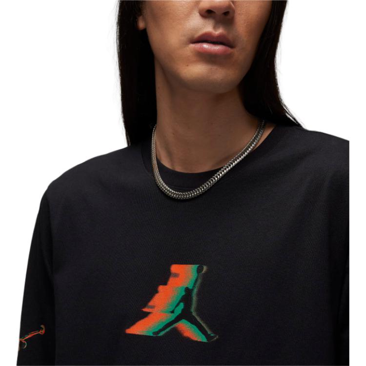 Jordan T Shirts Men's Black Crew Neck Moderate Straight Fit FB7456-010