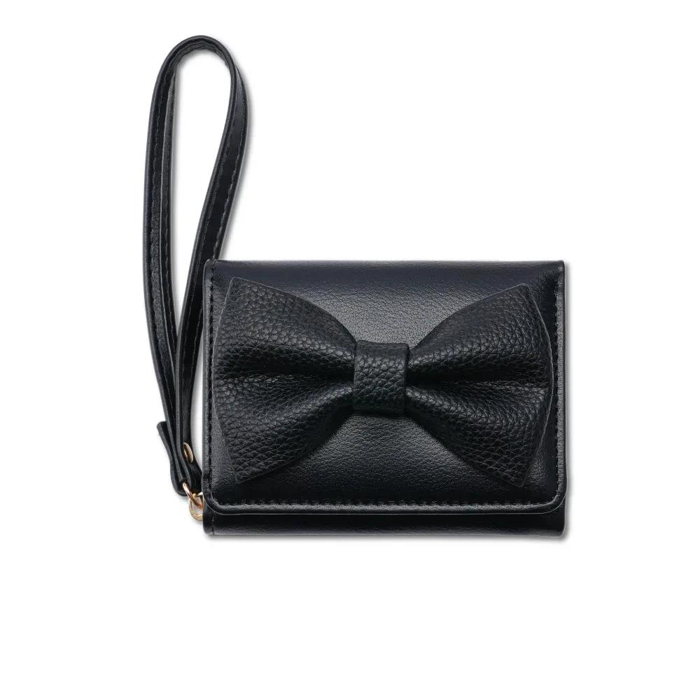 Fashion Wallets Girls Cute Bow Small Wallet Aesthetic Card Holder Classic Three Fold Purse For Women Student Simple Coin Pouch