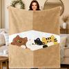 Cute Cat Peeks Out To Look Around Flannel Printed Blanket Suitable for All Seasons Suitable for Living Room Office Sofa Travel