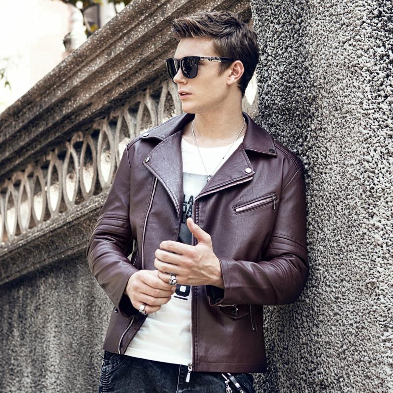 Outono Moda Masculina Pu Casaco Masculino Preto Motocicleta Slim Fit Casaco Jovem Popular Jaqueta Bomber 