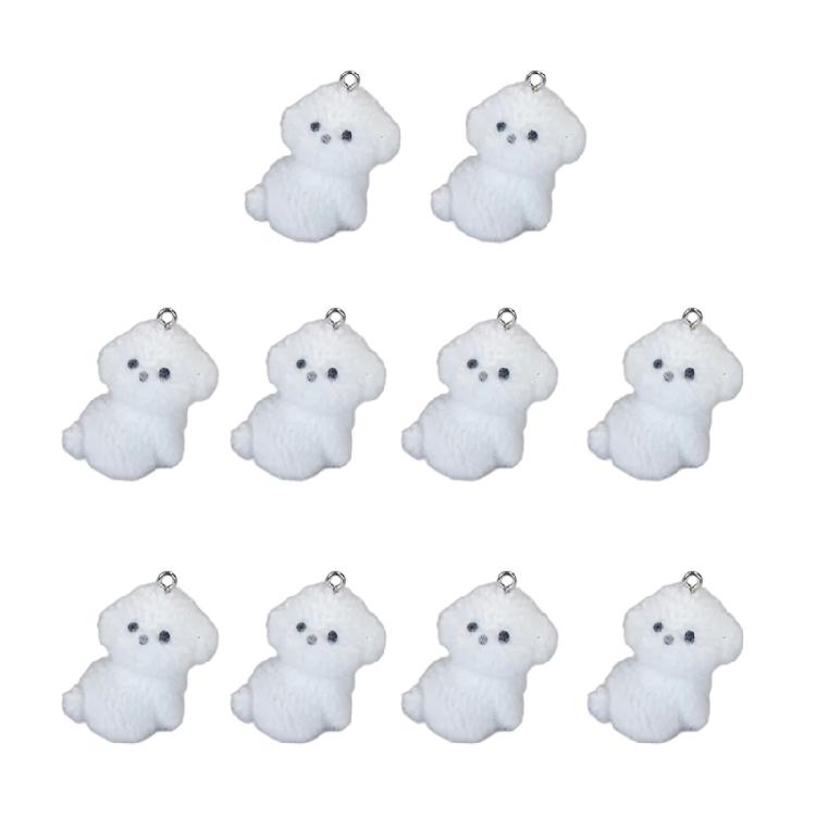 Креативный кулон из смолы в форме щенка Очаровательные дизайны щенков Флокированный кулон из смолы для коллекционеров и любителей DIY