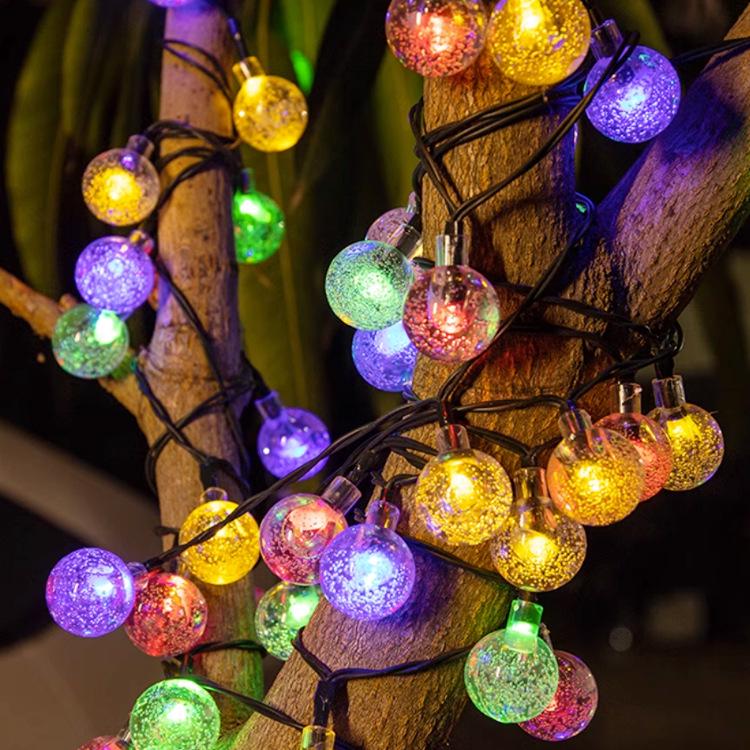 LED Solar Waterproof Crystal Ball String Lights for Outdoor Patio and Camping Decor