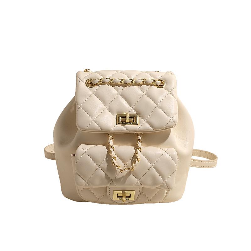 Rucksack Damen 2025 Rhombus Premium Studenten Schultasche Handtasche Texturierter Kleiner Rucksack