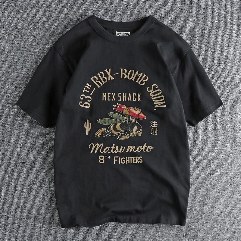 

Летняя американская ретро-футболка с короткими рукавами и круглым вырезом с принтом мотоцикла, мужская модная простая повседневная спортивная футболка из 100% хлопка, стираная XXXXXL небесно-голубой