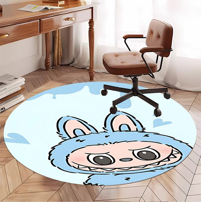 Labubu Pattern Round Rug, Indoor/Outdoor Mat, for Picnic, Gameroom, Bedroom, Office, Living Room, Home Decor Carpet, Birthday Gift