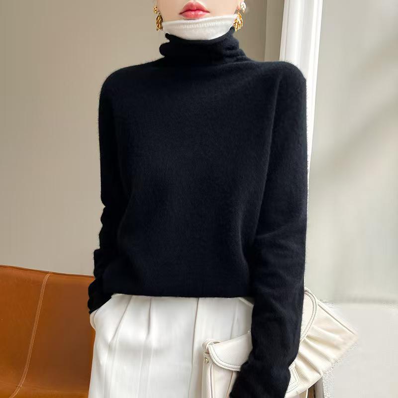 Women's Double-Layer Color Block Turtleneck Sweater