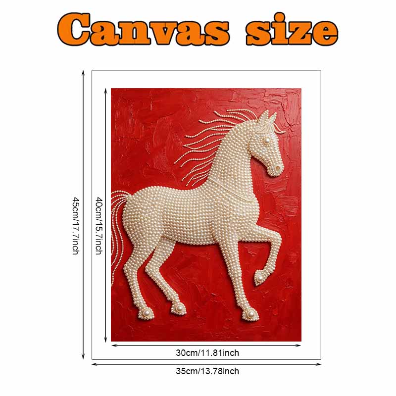 Elegant White Pearl Horse Pearl Painting 5D DIY Pearl Gemstone Art Diamond Painting Kit for Adults/Beginners Gift Ideas Home Decor
