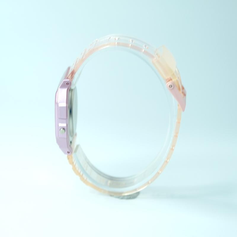 CASIO Customized watch modified series frost pink screen frost dot Quartz resin strap same style for men and women F-91WS-4DF(GaiZhuang-ShuangFen)