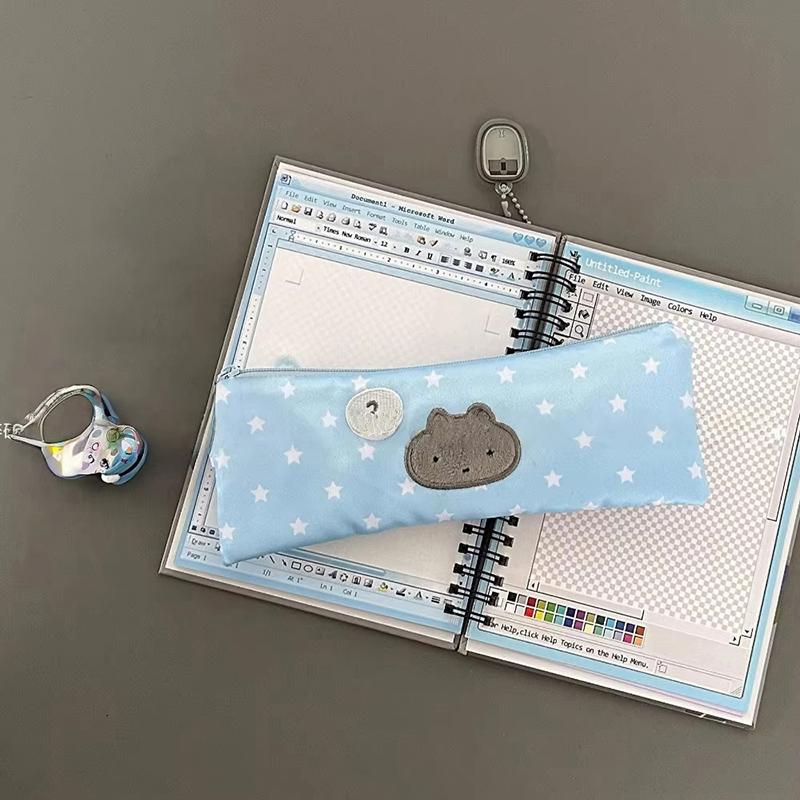 1 Piece Multifunctional Large Capacity School Stationery Bag Cute Stars Pencil Case Mesh Multilayer Pen Bag