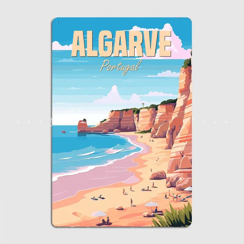 

Algarve Coast in Portugal Travel Scenic Spot Vintage Poster Metal Sign Automobile Club Garage Room Decor Tin Home Decor 20x30cm（7.8x11.8inch）