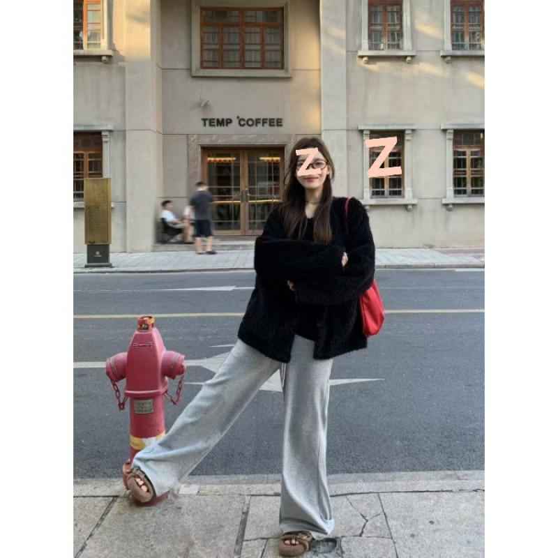 Womens Oversized Fleece Jacket With Suede Trim Loose Fit Vintage Style Coat 2025