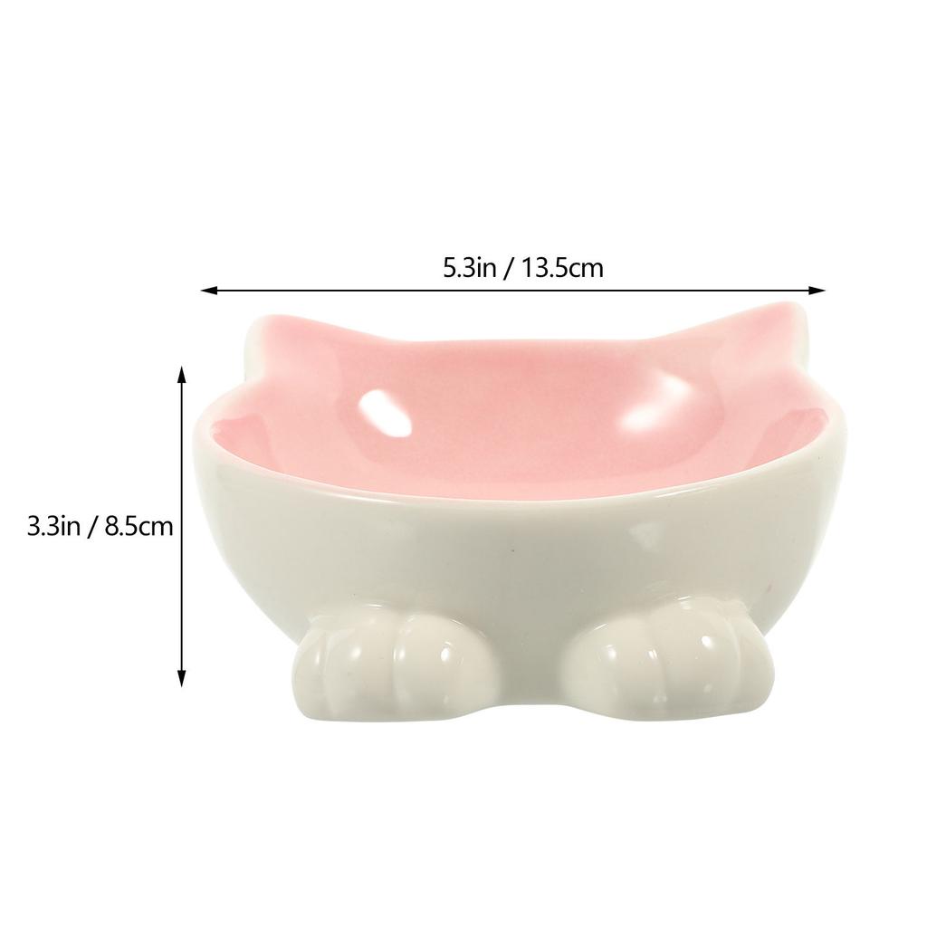 Cat Ear Ceramic Bowl Unique Design Pet Feeding Tool Cat Neck Protection Feeder Smooth Surface Easy Clean Neck Protection Bowl