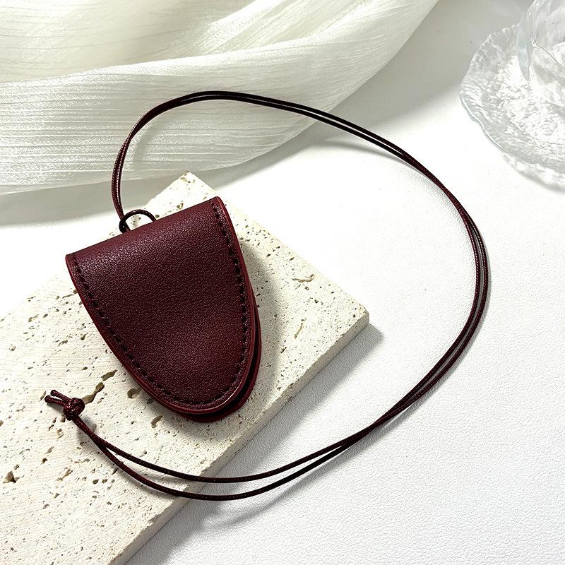 Portable Leather Cool Style Necklace Bag for Bluetooth Headset, Glasses, Keys