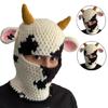 Knit Balaclava Cap Adult Prank Beanie Hat Cow Headcover Halloween Facecover Hat
