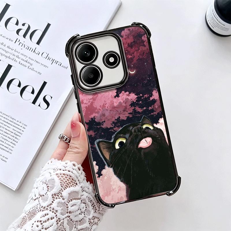 Cat Cute Kitten Cartoon Plating Phone Case For Xiaomi Redmi Note 14 15 Pro Plus 13 12 11 11S 11T 10 9S 9 5G Anti-Fall Airabag Co