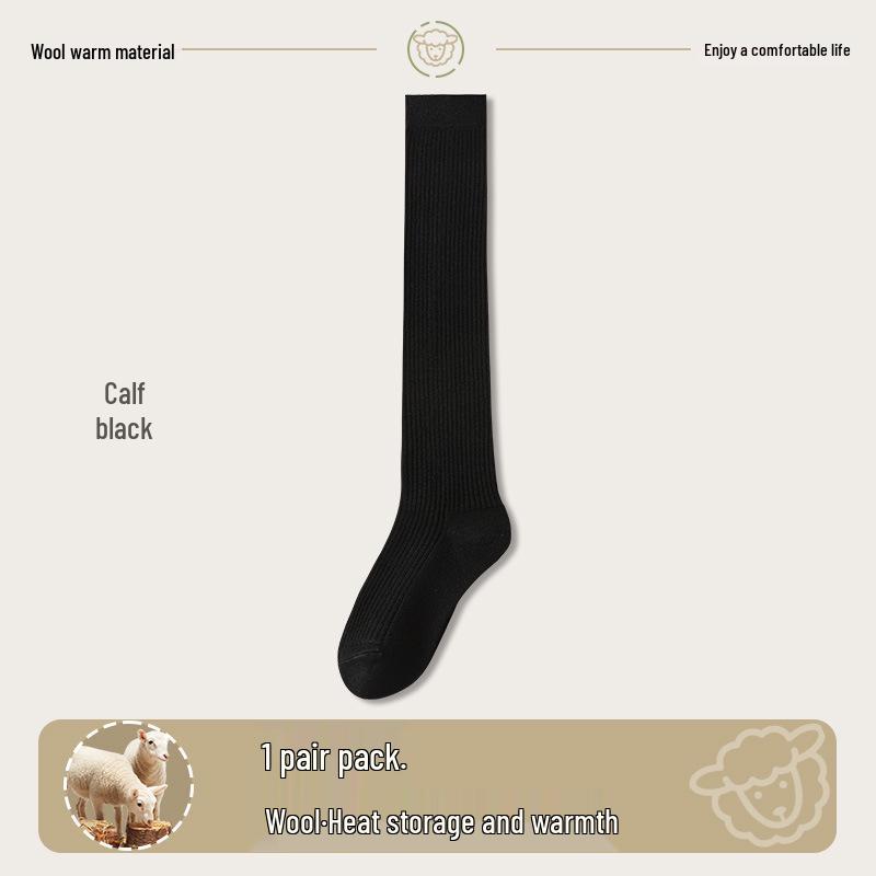 Wool Over-the-Knee Stripe Socks - Slim, Warm, Thigh-Length for Autumn & Winter