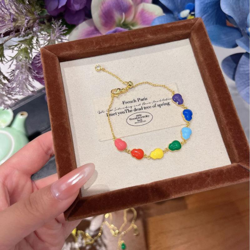 Original Dopamine Colorful Gourd Necklace Bracelet National Style Design Tassel Necklace Set
