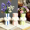 Ceramic Vase Hand Painted Striped Polka Dot Flower Vase Gourd Shape Vase for Fresh And Dried Flowers Home