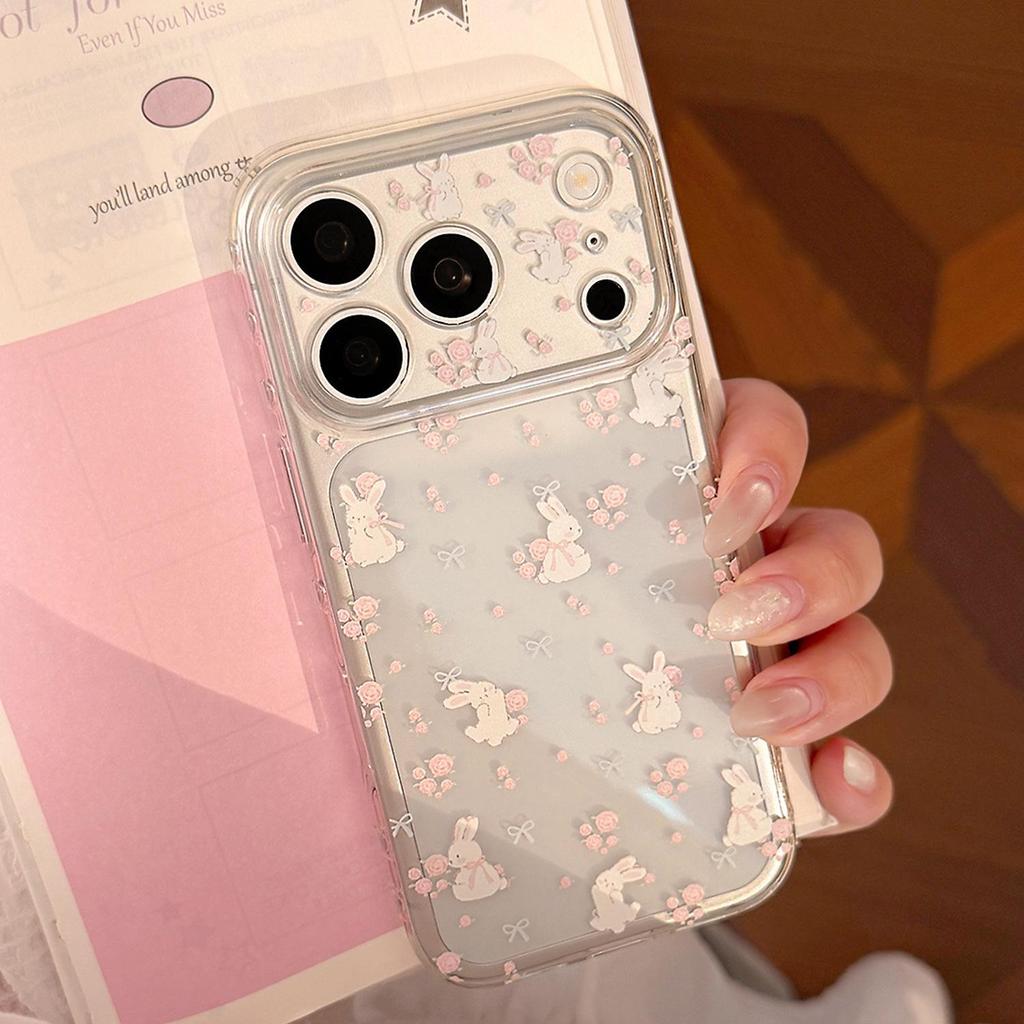 Gentle Rose Rabbit for Apple 17Pro Phone Case iPhone16/15/14/13 Side Love 12 Soft
