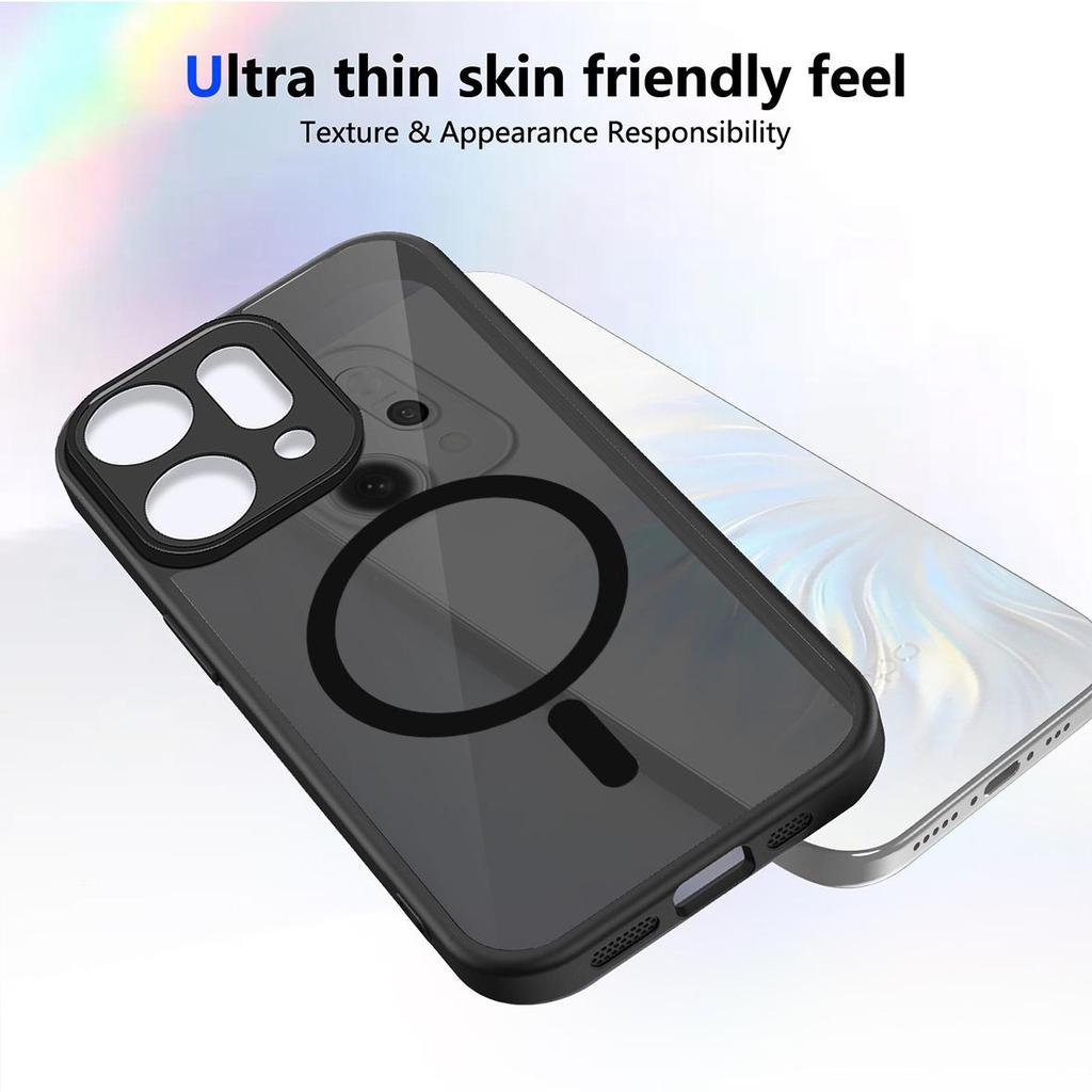 Kompatibel mit Realme 15T/14PRO+ Hautgefühl Magnetisch Transparent Schwarz Schutzhülle