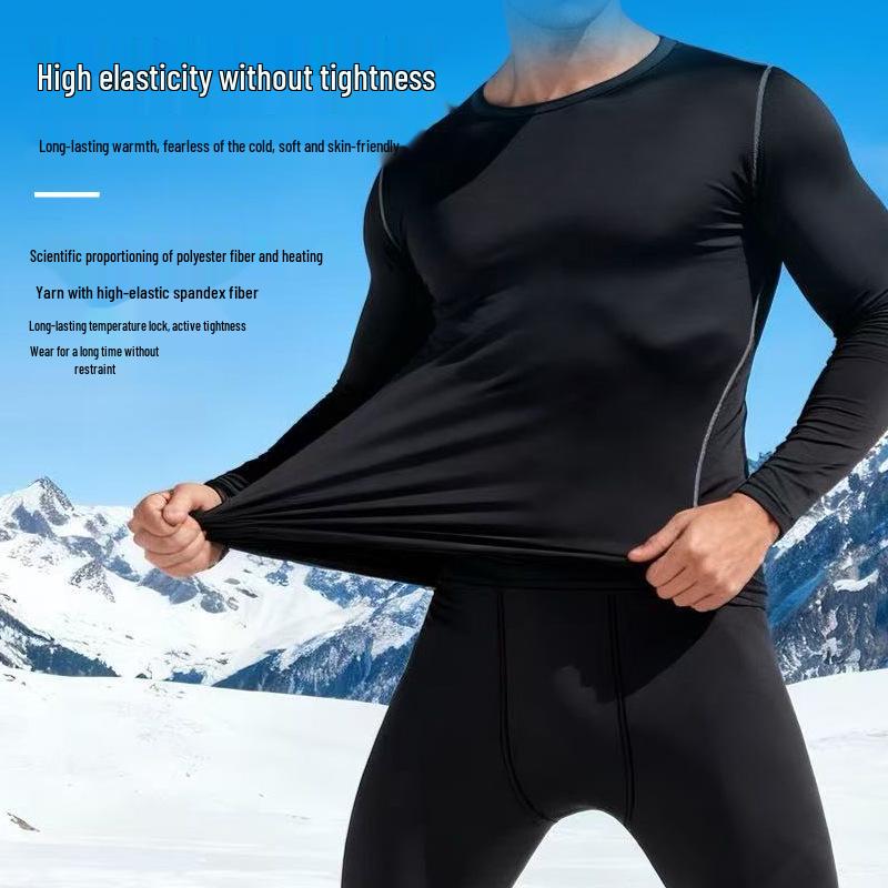 Men's Winter Fitness Set: Quick-Dry, Velvet-Lined Long Sleeve & Pants for Running and Training
