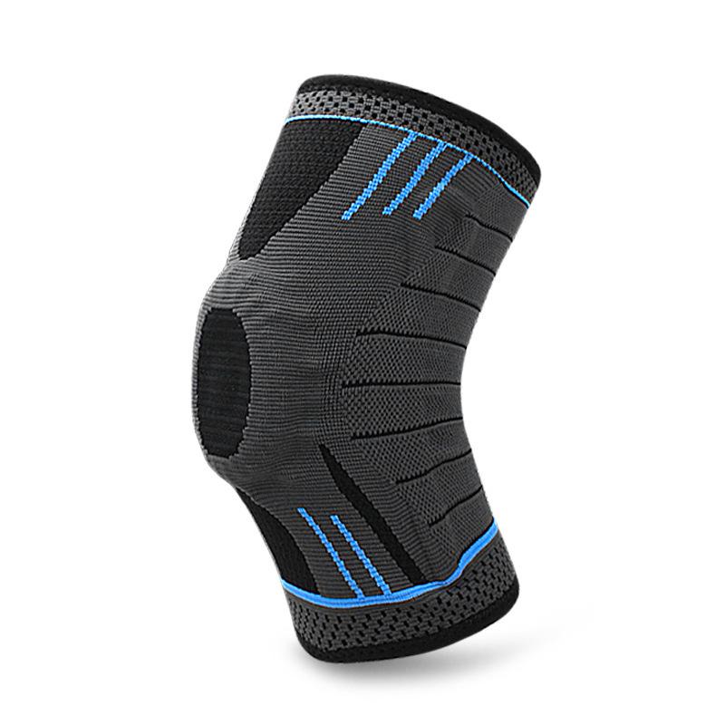 

Спортивные нейлоновые вязаные наколенники с пружинными полосками для поддержки, силиконовыми полосками и противоскользящим силиконовым кольцом-подушкой для поддержки, фитнес-наколенники XL синий