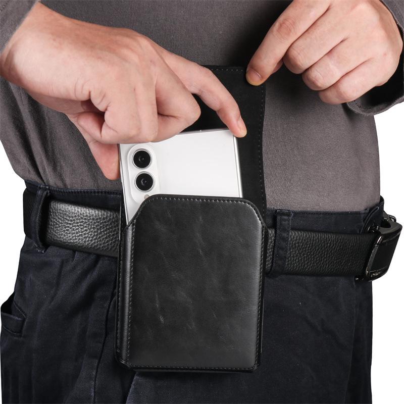 Leather Waist Bag for Samsung Fold8 & Huawei Pura X Max - Crazy Horse Folding Phone Case