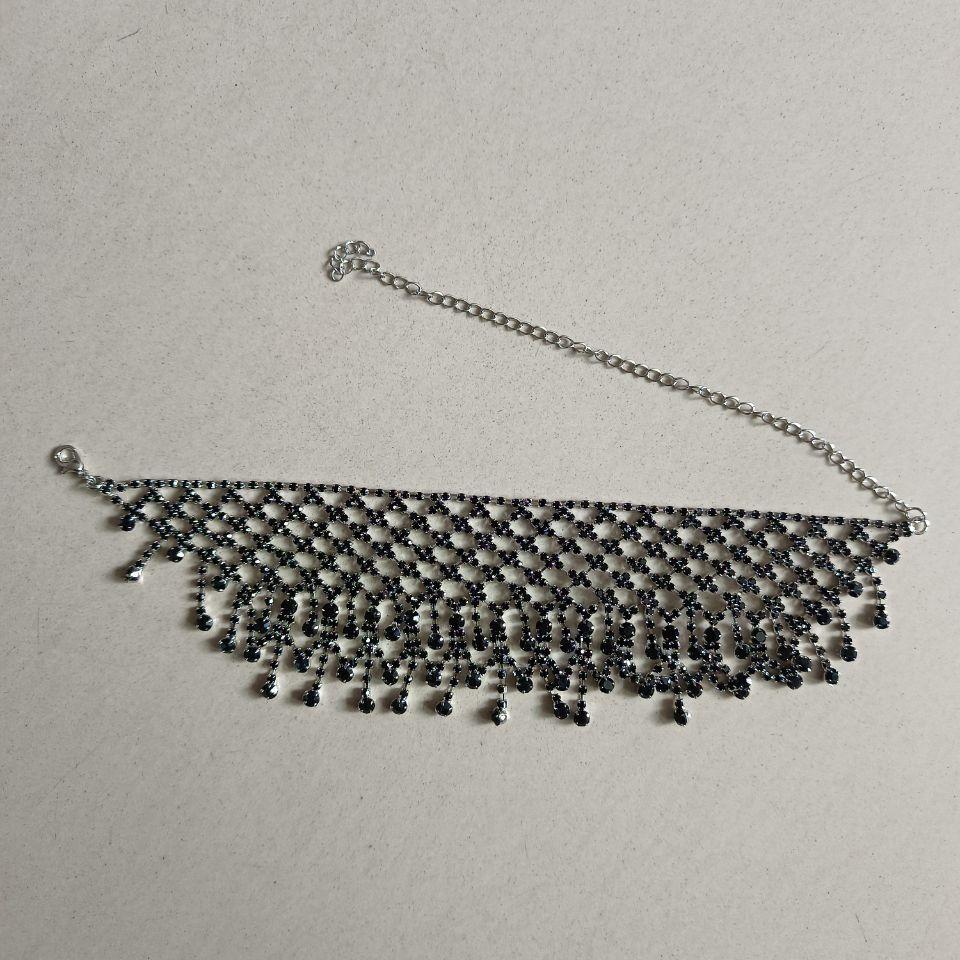 Damenhalskette, Volldiamant Retro Übertrieben Tropfenfransen Choker, Funkelndes Kristall Statement-Halsband