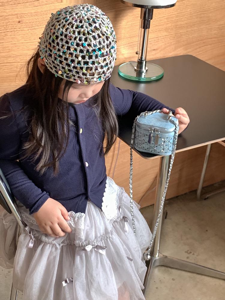 Mini-Umhängetasche im Denim-Stil für Kinder & Frauen – Trendige Schultertasche mit Strass-Akzenten