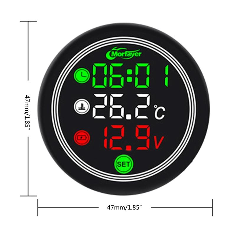 Electronic Timer Time Thermometer Voltmeter 4 In 1 Waterproof Digital Display
