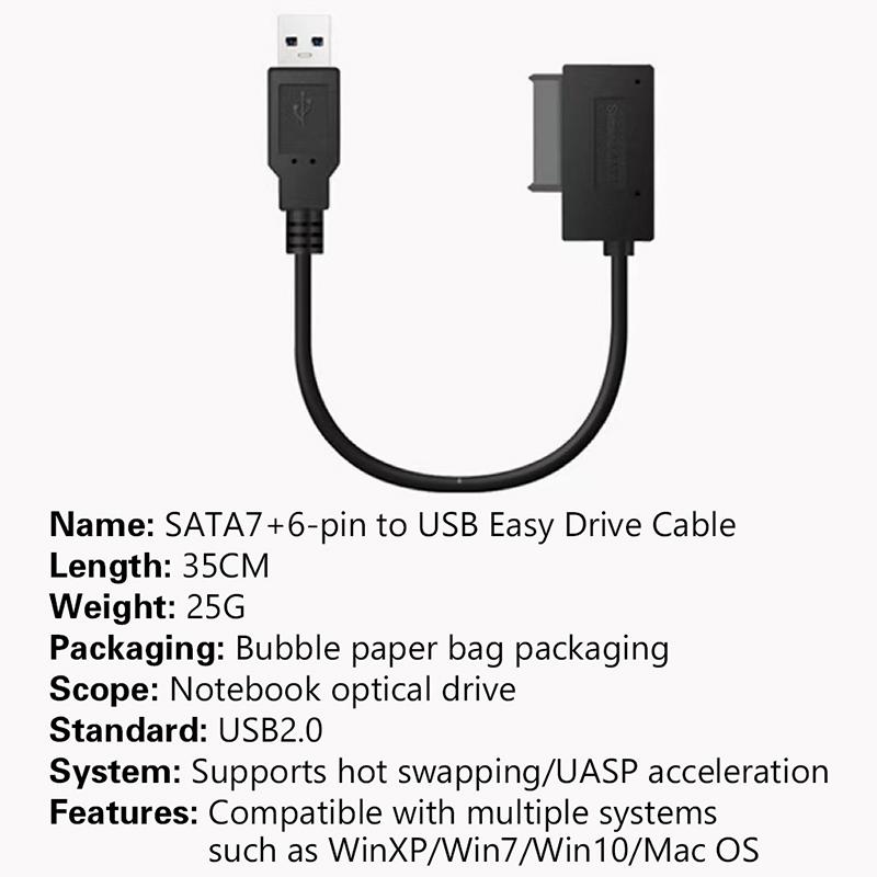 Pzzpss Usb 2.0 To Mini Sata Ii 7+6 13Pin Adapter Converter Cable For Laptop Cd/Dvd Rom Slimline Drive Converter Hdd Caddy